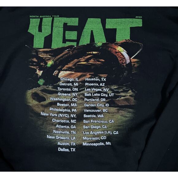 Yeat North American Tour Hoodie Mens Size Large Black Double Sided 2023 - Picture 8 of 8